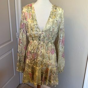 Hemant and Nandita metallic flower print dress size L